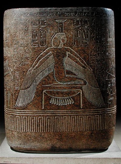 ファラオを保護するネフティス、ラメセス3世の石棺（紀元前1854-1153年）、王家の谷の墓（ピンクの花崗岩）から 作： Egyptian 20th Dynasty