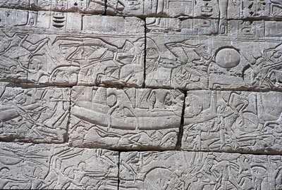 海の人々、ラムセス3世海戦、メディネトハブ、BC 1195-64 作： Egyptian 20th Dynasty