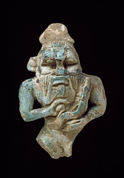 ホルスを養うベスのファイアンス魔除け、紀元前770-715年頃、ガラス張りのファイアンス 作： Egyptian 25th Dynasty