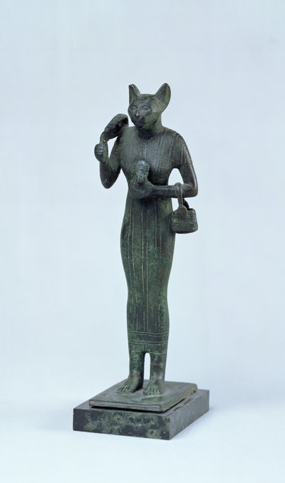 女神バステトの彫像、中間期第3王朝時代（ブロンズ 作： Egyptian 25th Dynasty