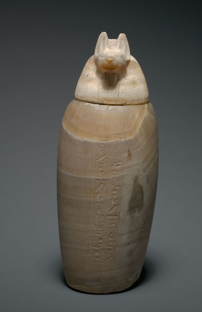 ジャッカルの頭のある天蓋付きの瓶、紀元前664〜525年 作： Egyptian 26th Dynasty