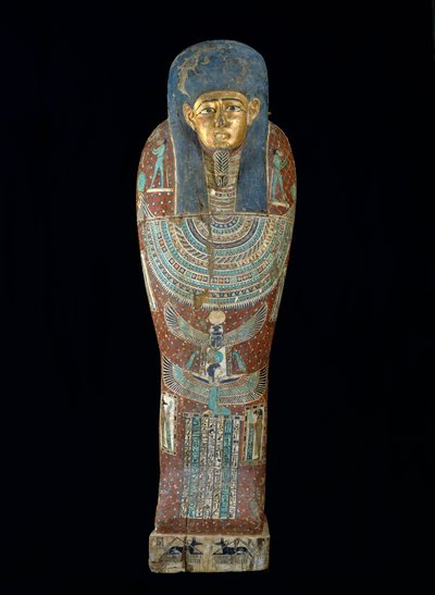 ペディオシリスの棺、プトレマイオス朝時代（紀元前305〜30年）（ポリクロームと金色の木材） 作： Egyptian 26th Dynasty