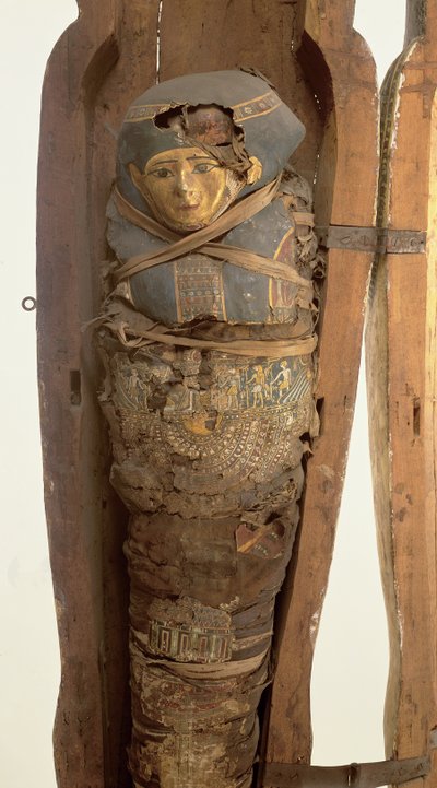 プサメティク1世の石棺とミイラ化した体（紀元前664〜610年）後期 作： Egyptian 26th Dynasty