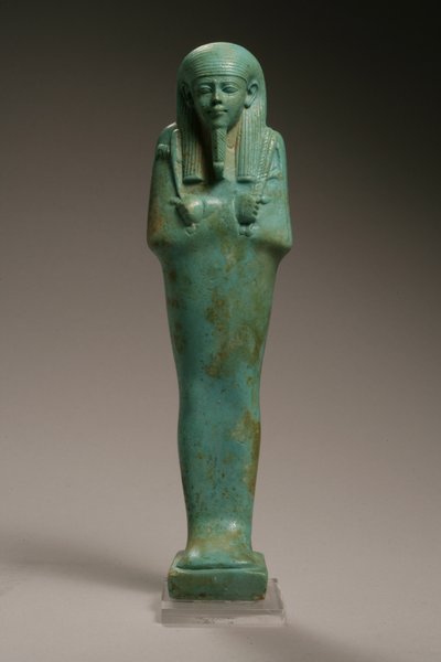 Hekaemsaf、艦隊の提督、アマシスの治世、紀元前570-526年（ファイエンス）のウシャブティ図（リバースについては270355を参照） 作： Egyptian 26th Dynasty