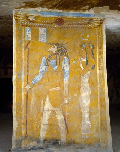 エジプト、ギザのバハリヤ・オアシスにあるパ・ネントウィーの墓の壁画。エジプト文明、第26王朝、前663〜525年。 作： Egyptian 26th Dynasty