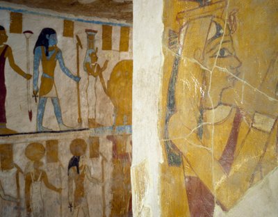 エジプト、ギザ、バハリヤ・オアシス、パ・ネントウィーの墓の壁画 エジプト文明、第26王朝、前663～525年 作： Egyptian 26th Dynasty
