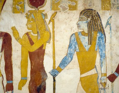 エジプト、ギザのバハリヤ・オアシスにあるパ・ネントウィーの墓の壁画。エジプト文明、第26王朝、前663〜525年。 作： Egyptian 26th Dynasty