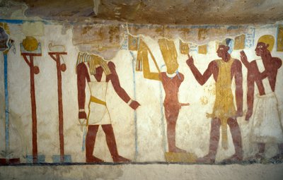 エジプト、ギザ、バハリヤ・オアシス、パ・ネントウィーの墓の壁画 エジプト文明、第26王朝、前663～525年 作： Egyptian 26th Dynasty