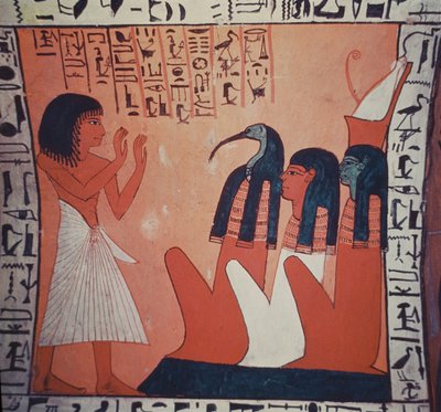 オシリス、イシス、トートの前を出発した墓の絵 作： Egyptian 2nd Dynasty