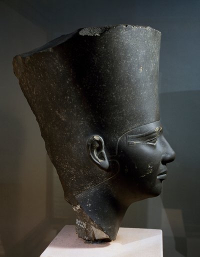 ファラオ・ウァルカフの頭部、アブシールのウァルカフ太陽神殿より、古王国時代（片岩 作： Egyptian 5th Dynasty