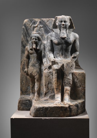サフレ王とノーム神（紀元前2458～2446年頃）（片麻岩 作： Egyptian 5th Dynasty