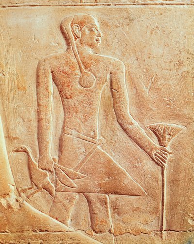 召使と鳥のレリーフ 作： Egyptian 5th Dynasty