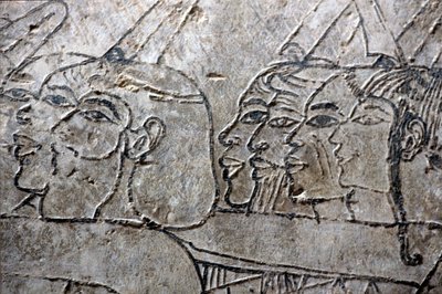 古代エジプト、壁画、アジアの捕虜、アマルナ様式、ラモセの墓、貴族の谷、テーベ 作： Egyptian Egyptian