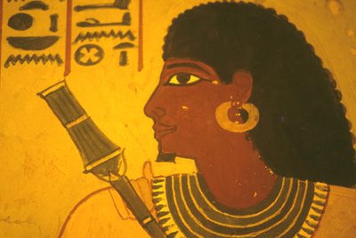 古代エジプト、壁画／壁画／フレスコ画、セヌフェルの墓、テーベ／ルクソール、笏を持つセヌフェル、テーベ市長、アメノフィス2世の監督官 作： Egyptian Egyptian