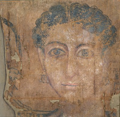 若い女性の頭部 100-300年頃 リネンにテンペラ 作： Egyptian Egyptian