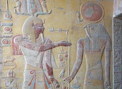 太陽王ラーとナイル泉の管理者クヌム、ラムセス9世の墓、ルクソール 作： Egyptian Egyptian