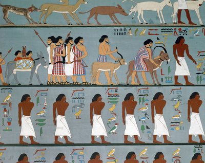 エジプトへの入国許可を求めるセム族、模写（絵画） 作： Egyptian Egyptian