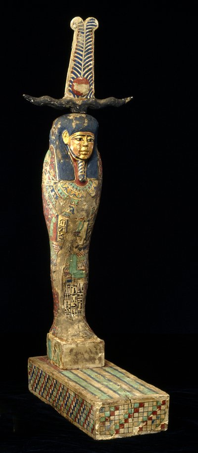 コンパニオンスタチュー、紀元前332-30年（木、多色、金） 作： Egyptian Ptolemaic Period