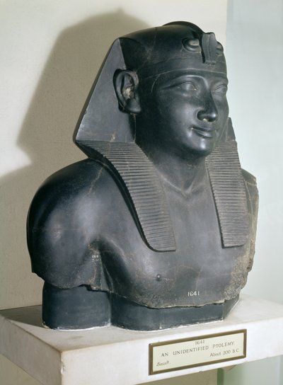 プトレマイオス1世のエジプト風の像の断片、紀元前305-283年（玄武岩） 作： Egyptian Ptolemaic Period