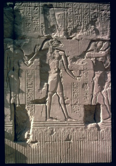 クナム神殿（石灰岩）のスクリーンの壁からのクナムを描いたレリーフ 作： Egyptian Ptolemaic Period