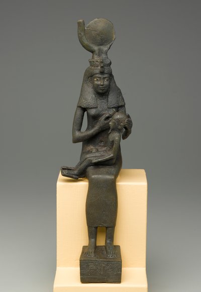ホルスを抱くイシスの座像（ブロンズ 作： Egyptian Ptolemaic Period