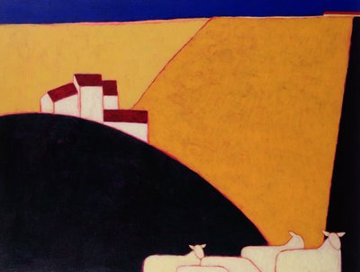 トスカーナカンパーニャ、1999（紙にアクリル） 作： Eithne Contemporary Artist Donne