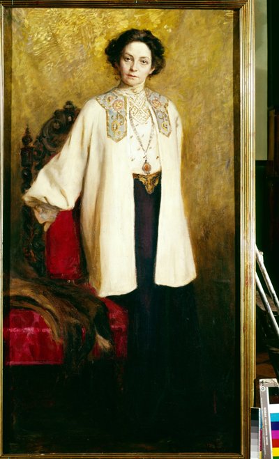 女優ヴェラ コミサルジェフスカヤ (コミサルジェフスカヤ) (1864-1910) の肖像画。 Ekaterina Sergeevna Zarudnaya Kavos (1862-1918) による絵画、キャンバスに油彩、1906 年頃。ロシア美術 20 世紀。 State Central A.Bakhrushin Theatre Museum、モスクワ。 作： Ekaterina Sergeevna Zarudnaya Kavos