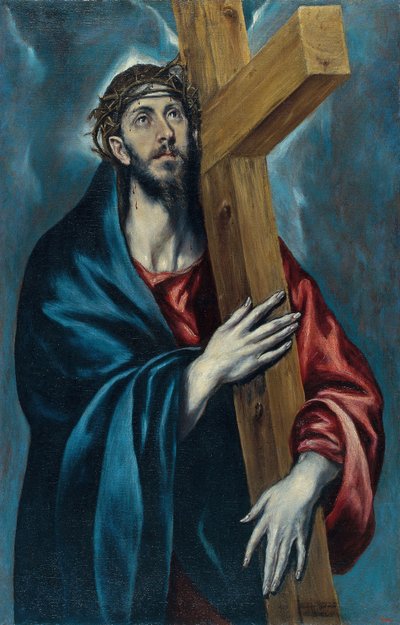 十字架を運ぶキリスト - エル・グレコと呼ばれるドメニコス・テオトコプロスの絵画 (1541-1614) - 1590年頃 - キャンバスに油彩 - 106.4x69 - カタルーニャ美術館、バルセロナ 作： El Greco