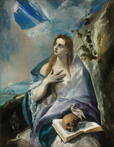 ""La Madeleine repentante"" Peinture de Domenikos Theotokopoulos dit El Greco (1541-1614) 16eme siecle - El Greco, Dominican (1541-1614) - 1577 - Oil on canvas - 156,5x121 - Szepmuveszeti Muzeum, Budapest 作： El Greco