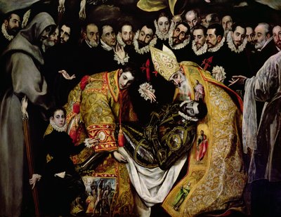 オルガス伯爵の埋葬（1323年の伝説より）、若いページの詳細、聖エチエンヌ、伯爵、聖アウグスティヌス 作： El Greco