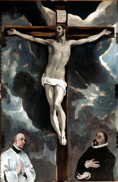 二人のドナーに拝まれる十字架のキリスト（絵画 作： El Greco