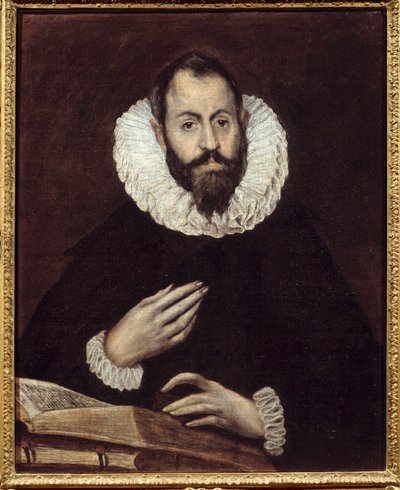 男の肖像。エル・グレコことドメニコス・テオトコプーロス（1541-1614）の絵画、1600-1610年頃。油彩・キャンバス。アミアン、ピカルディ美術館 - 男性の肖像画。エル・グレコと呼ばれるドメニコス・テオトコプーロス（1541-1614）の絵画、1600-1610年頃。カンバスに油彩。ピ 作： El Greco