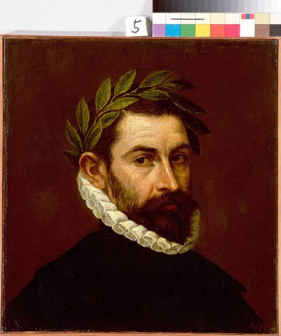 「『詩人アロンソ・デ・エルシーリャ・イ・ズニガ（1533-1594）の肖像』」 エル・グレコとして知られるドメニコス・テオトコプロス作（1540-1614） 1576-1578 Dim. 44.3x41.5 cm サンクトペテルブルク・エルミタージュ美術館 作： El Greco