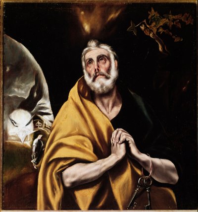 サン・ピエトロの涙」（油彩・キャンバス、1594-1604年頃 作： El Greco