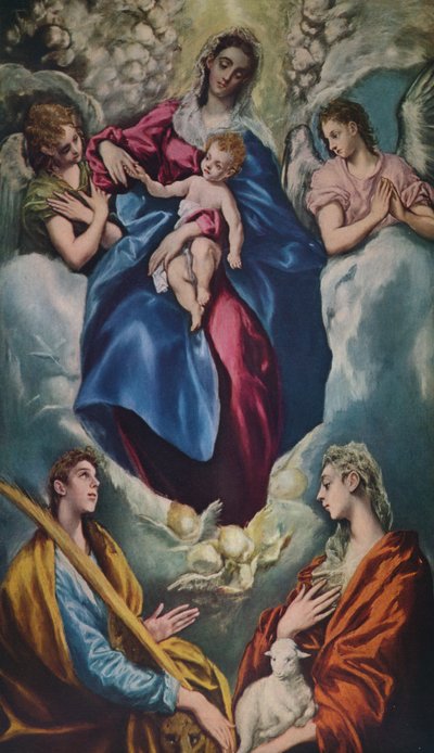 聖マルティナと聖アグネスとのマドンナと子供、1597-1599 作： El Greco