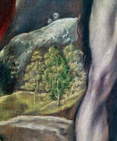 SS。伝道者のジョンと洗礼者ヨハネ、風景の詳細、1605-10油彩、キャンバス 作： El Greco