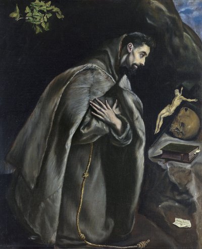 十字架の前の祈りの聖フランシス 作： El Greco