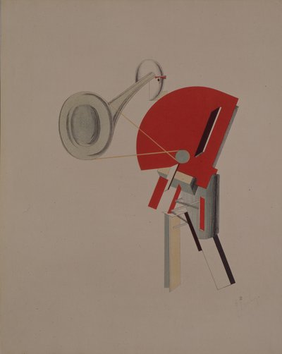 朗読。オペラの置物、A。クルシェニク作「太陽の下での勝利」、1920〜1921年 作： Eliezer Markowich Lissitzky