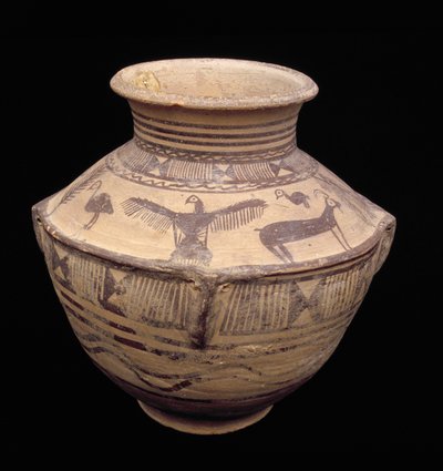 翼の開いた猛禽類やその他の動物を描いた器、ファサウェア、紀元前2000年（粘土）（詳細は179130を参照） 作： Elamite