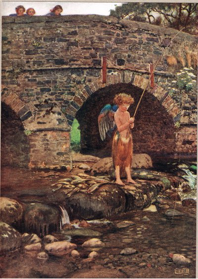 盲目の子供、Hodder and Stoughton発行の「The Book of Old English Songs and Ballads」のイラスト、1910年頃（カラーリソ） 作： Eleanor Fortescue Brickdale