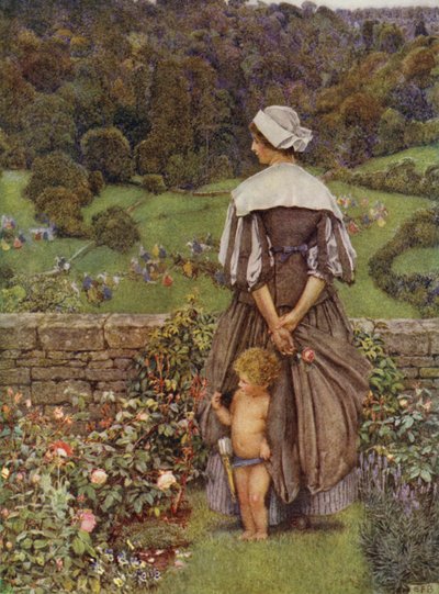 キューピッドの後の色合いと叫び (色リソ) 作： Eleanor Fortescue Brickdale