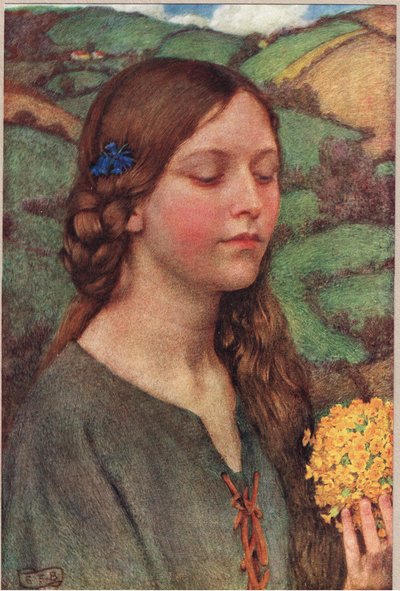 花束、「The Book of Old English Songs and Ballads」のイラスト、Hodder and Stoughton発行、1910年頃（カラーリソ） 作： Eleanor Fortescue Brickdale