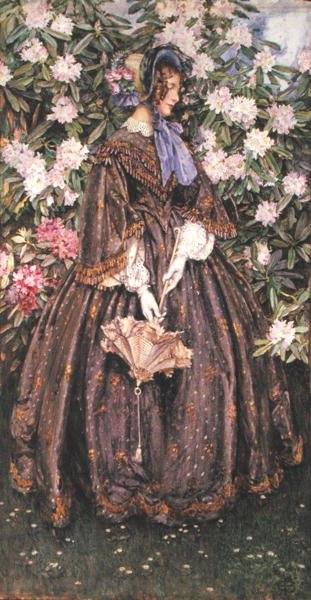 日傘をさした女性（紙に水彩） 作： Eleanor Fortescue Brickdale