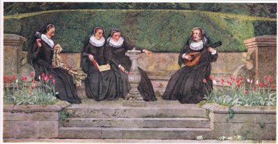 女王マリー: 「王妃イェストリーンには 4 人のマリーがいました」. (リソ) 作： Eleanor Fortescue Brickdale