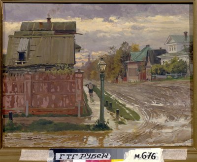 モスクワの通り。 （モスクワの通り）。 Elena Dmitryevna Polenova (1850-1898) による絵画、キャンバスに油彩。 19世紀後半のロシア美術。 国立トレチャコフ美術館、モスクワ。 作： Elena Polenova