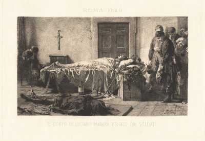 兵士が訪れたルチアーノ・マナラの遺体 作： Eleuterio Pagliano