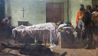 兵士が訪れたルチアーノ・マナラの遺体 作： Eleuterio Pagliano