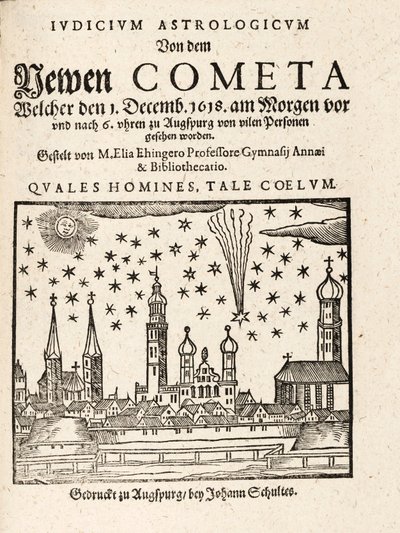 1618 年 12 月 1 日にドイツのアウグスプルグから見た新彗星、パブ。 1618年。 作： Elias Ehinger 1573 1653.