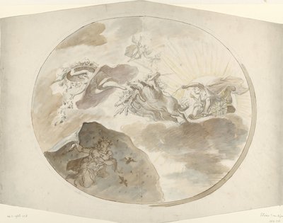 オーロラが夜を追い払う天井画のデザイン 作： Elias van Nijmegen (possibly)