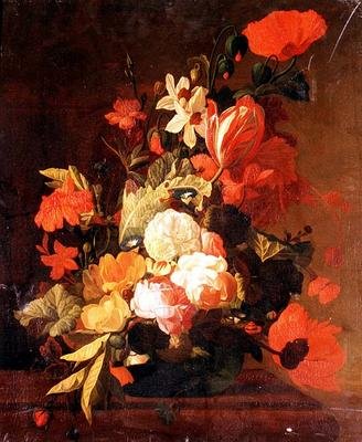 薔薇、チューリップ、コンボルブリなど 作： Elias van den (follower of) Broeck